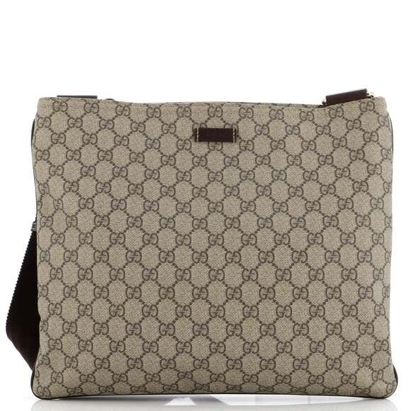 Gucci Zip Top Messenger Bag Gg Coated #184051G63B - Picture 1 of 10